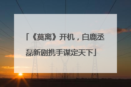 《莫离》开机，白鹿丞磊新剧携手谋定天下