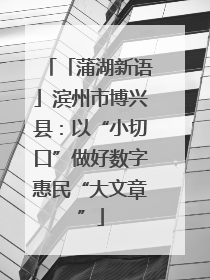 「蒲湖新语」滨州市博兴县：以“小切口”做好数字惠民“大文章”