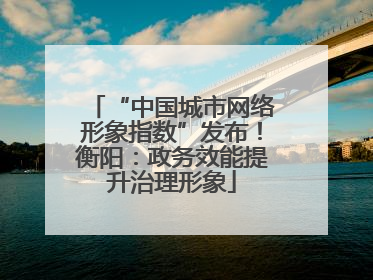 “中国城市网络形象指数”发布！衡阳：政务效能提升治理形象