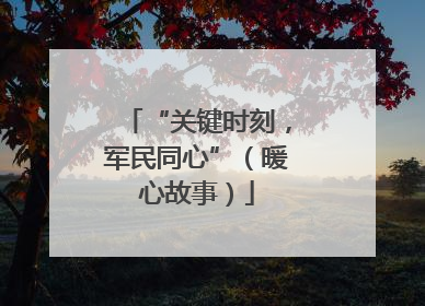 “关键时刻，军民同心”（暖心故事）