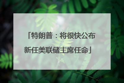 特朗普：将很快公布新任美联储主席任命
