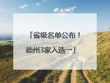 省级名单公布！德州3家入选→