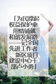 为民撑起权益保护伞 用情铺就和谐发展路——记全国先进工作者、新区项目建设中心干部卢小勇