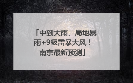 中到大雨、局地暴雨+9级雷暴大风！南京最新预测