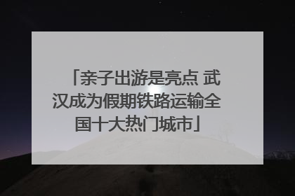 亲子出游是亮点 武汉成为假期铁路运输全国十大热门城市