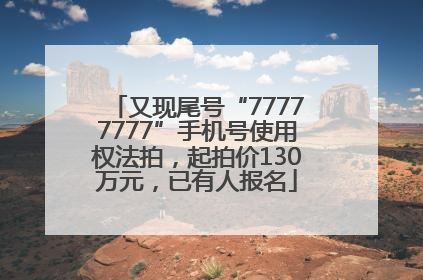 又现尾号“77777777”手机号使用权法拍，起拍价130万元，已有人报名