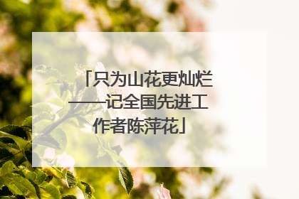 只为山花更灿烂——记全国先进工作者陈萍花