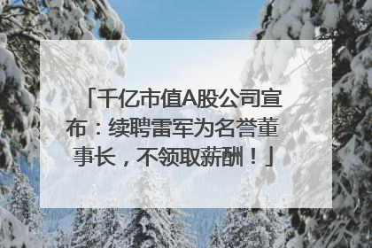 千亿市值A股公司宣布：续聘雷军为名誉董事长，不领取薪酬！