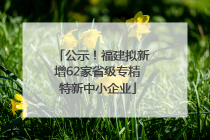 公示！福建拟新增62家省级专精特新中小企业