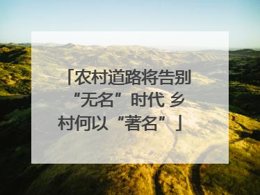 农村道路将告别“无名”时代 乡村何以“著名”