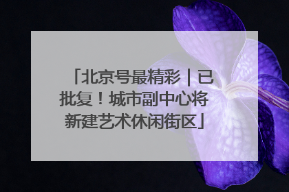 北京号最精彩｜已批复！城市副中心将新建艺术休闲街区