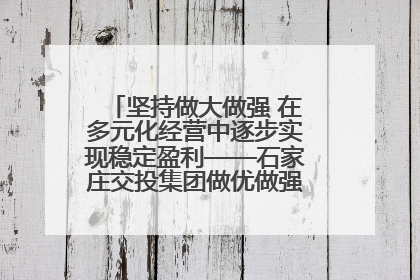 坚持做大做强 在多元化经营中逐步实现稳定盈利——石家庄交投集团做优做强典型报道之三