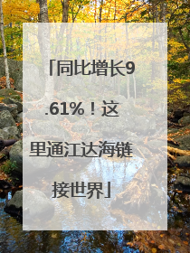 同比增长9.61%！这里通江达海链接世界