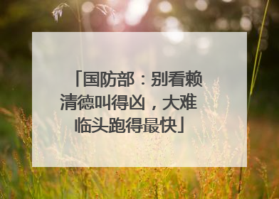 国防部：别看赖清德叫得凶，大难临头跑得最快