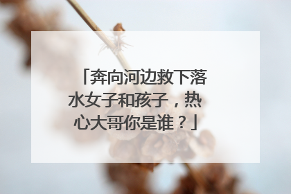 奔向河边救下落水女子和孩子，热心大哥你是谁？