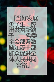 当好发展尖子生，蹚出共富新路子——省委全会部署激励江苏干部群众促进全体人民共同富裕