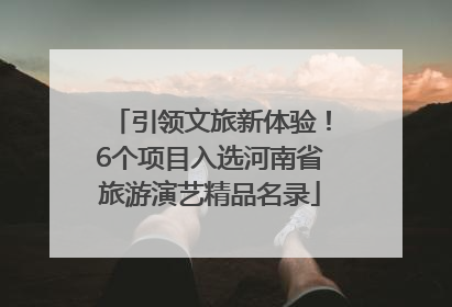 引领文旅新体验！6个项目入选河南省旅游演艺精品名录