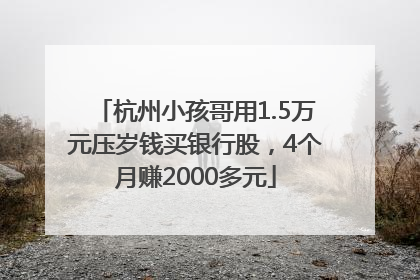 杭州小孩哥用1.5万元压岁钱买银行股，4个月赚2000多元