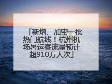 新增、加密一批热门航线！杭州机场暑运客流量预计超910万人次