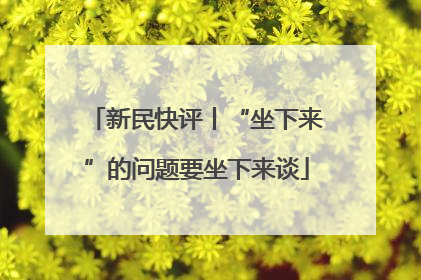 新民快评丨“坐下来”的问题要坐下来谈