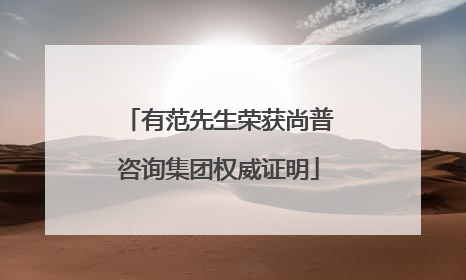 有范先生荣获尚普咨询集团权威证明