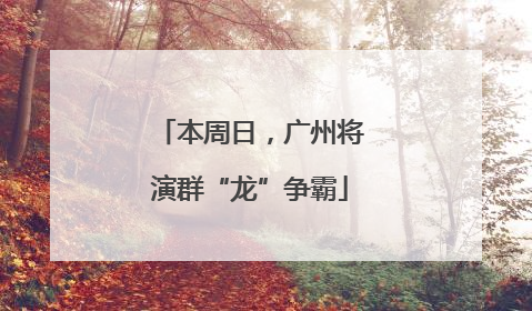 本周日，广州将演群“龙”争霸