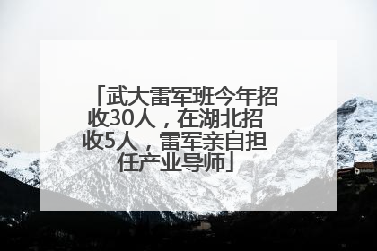 武大雷军班今年招收30人，在湖北招收5人，雷军亲自担任产业导师