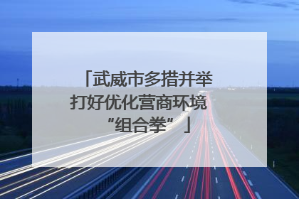 武威市多措并举打好优化营商环境“组合拳”