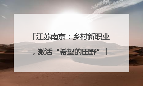 江苏南京：乡村新职业，激活“希望的田野”