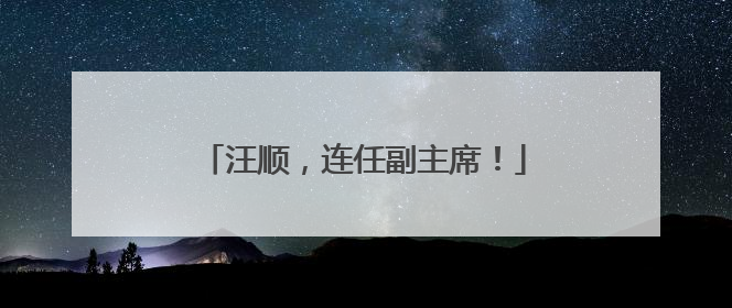 汪顺，连任副主席！
