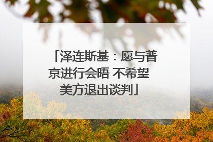 泽连斯基：愿与普京进行会晤 不希望美方退出谈判