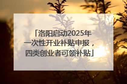 洛阳启动2025年一次性开业补贴申报，四类创业者可领补贴