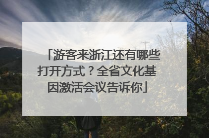 游客来浙江还有哪些打开方式？全省文化基因激活会议告诉你