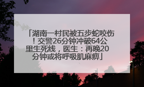 湖南一村民被五步蛇咬伤！交警26分钟冲破64公里生死线，医生：再晚20分钟或将呼吸肌麻痹