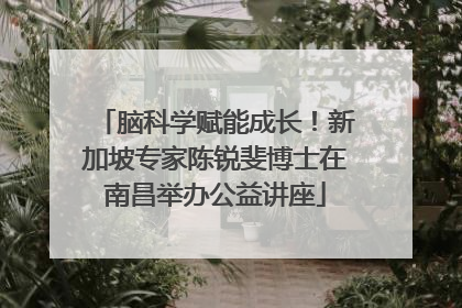 脑科学赋能成长！新加坡专家陈锐斐博士在南昌举办公益讲座