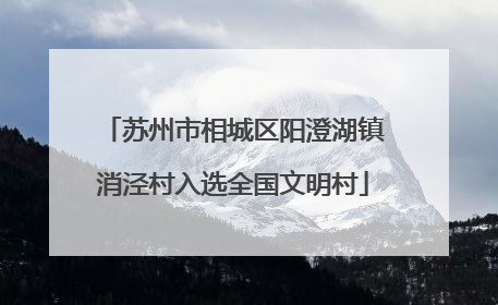 苏州市相城区阳澄湖镇消泾村入选全国文明村
