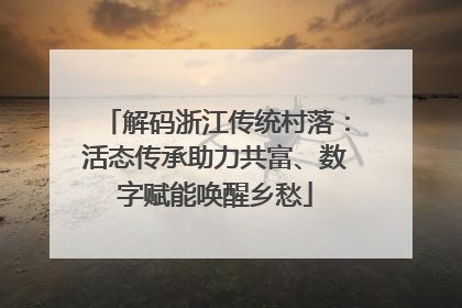 解码浙江传统村落：活态传承助力共富、数字赋能唤醒乡愁