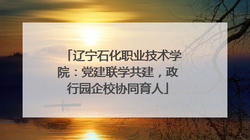辽宁石化职业技术学院：党建联学共建，政行园企校协同育人
