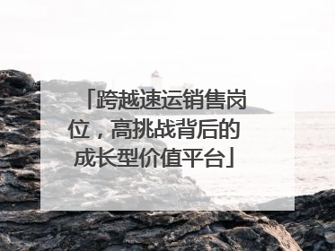 跨越速运销售岗位，高挑战背后的成长型价值平台