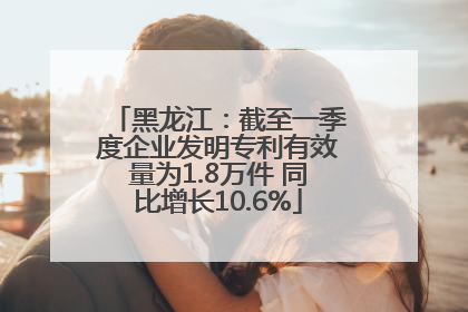 黑龙江：截至一季度企业发明专利有效量为1.8万件 同比增长10.6%