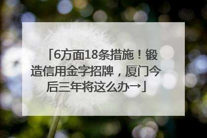 6方面18条措施！锻造信用金字招牌，厦门今后三年将这么办→